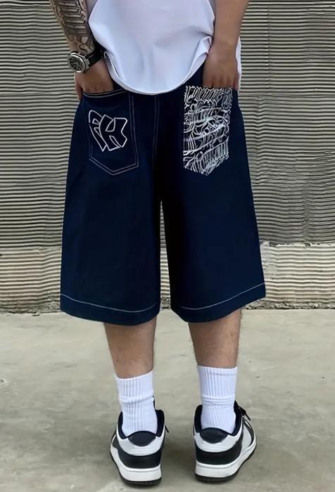 Short en dine bleu