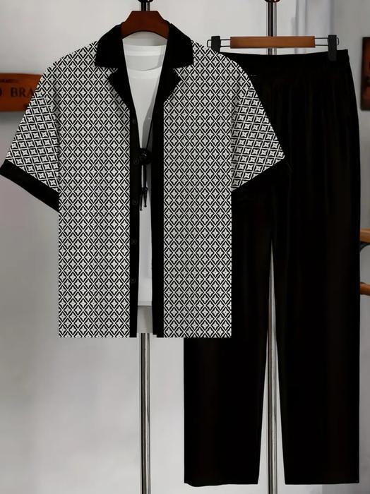 Ensemble chemise à col cubain pour homme