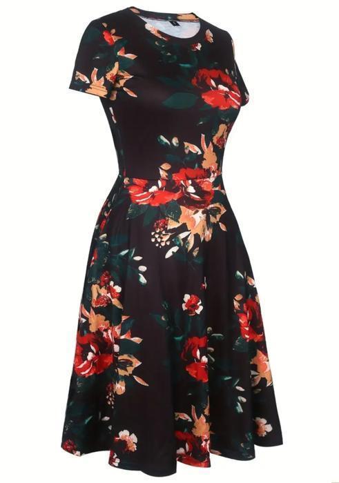 Robe longue à cheville pour femme Style classique col rond élégante décontracté