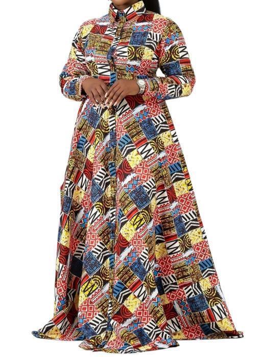 Robe décontracté grand taille pour femme avec imprimé Géométrique