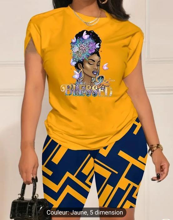 Ensemble tee-shirt et short décontracté pour femme élégante inspirée avec Parisienne